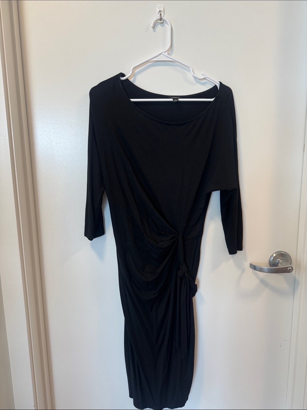Ann Taylor Black Draped Knot Midi Dress